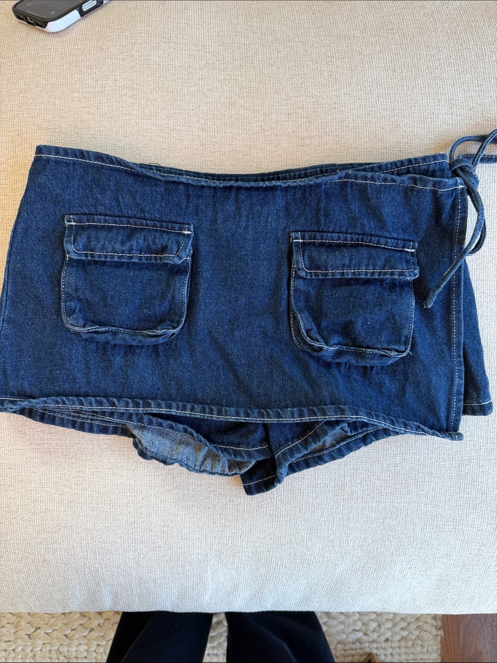 Lioness Dark Blue Denim Skort with Front Flap Pockets